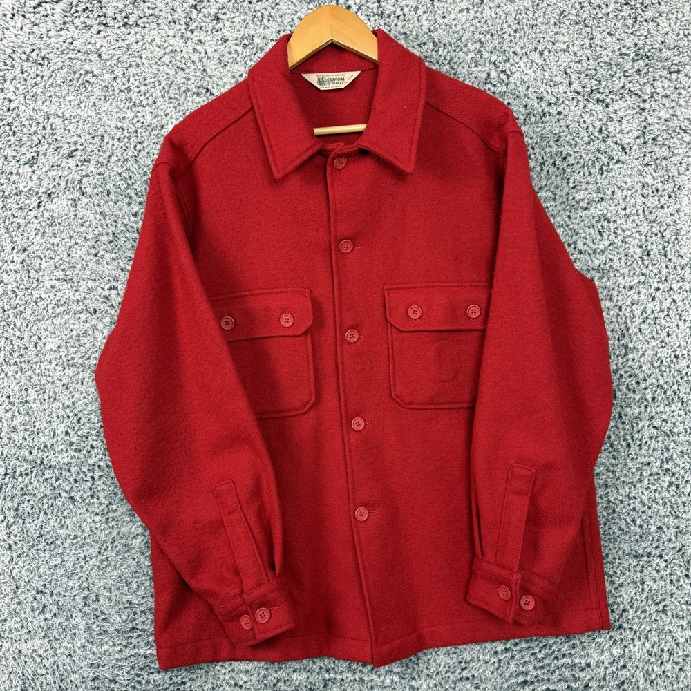 Vintage Boy Scouts Of America Jacket Mens 50 XL Red Wool Official BSA Scout